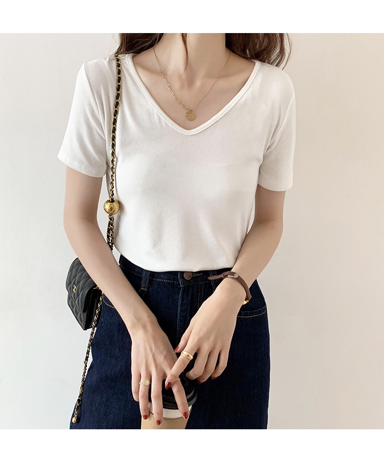 Áo Thun Mỏng Cổ V Ngắn Tay Thời Trang Nữ Sành Điệu 61732