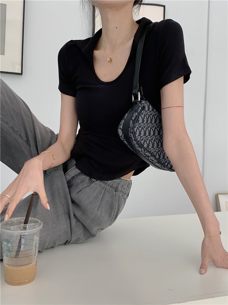 Áo Thun Tay Ngắn Màu Trơn Dáng Ôm Quyến Rũ Dành Cho Nữ