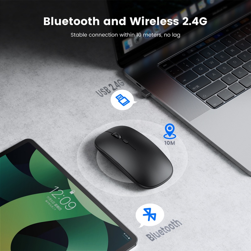 Chuột Quang Không Dây Bluetooth 2.4Ghz Có SạC USB Cho Laptop