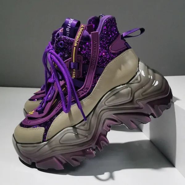 ✨Giày Thể Thao Đế Dày Tăng Chiều Cao Đính Kim Sa Thời Trang Mùa Xuân 2023 Phong Cách Châu Âu Mới