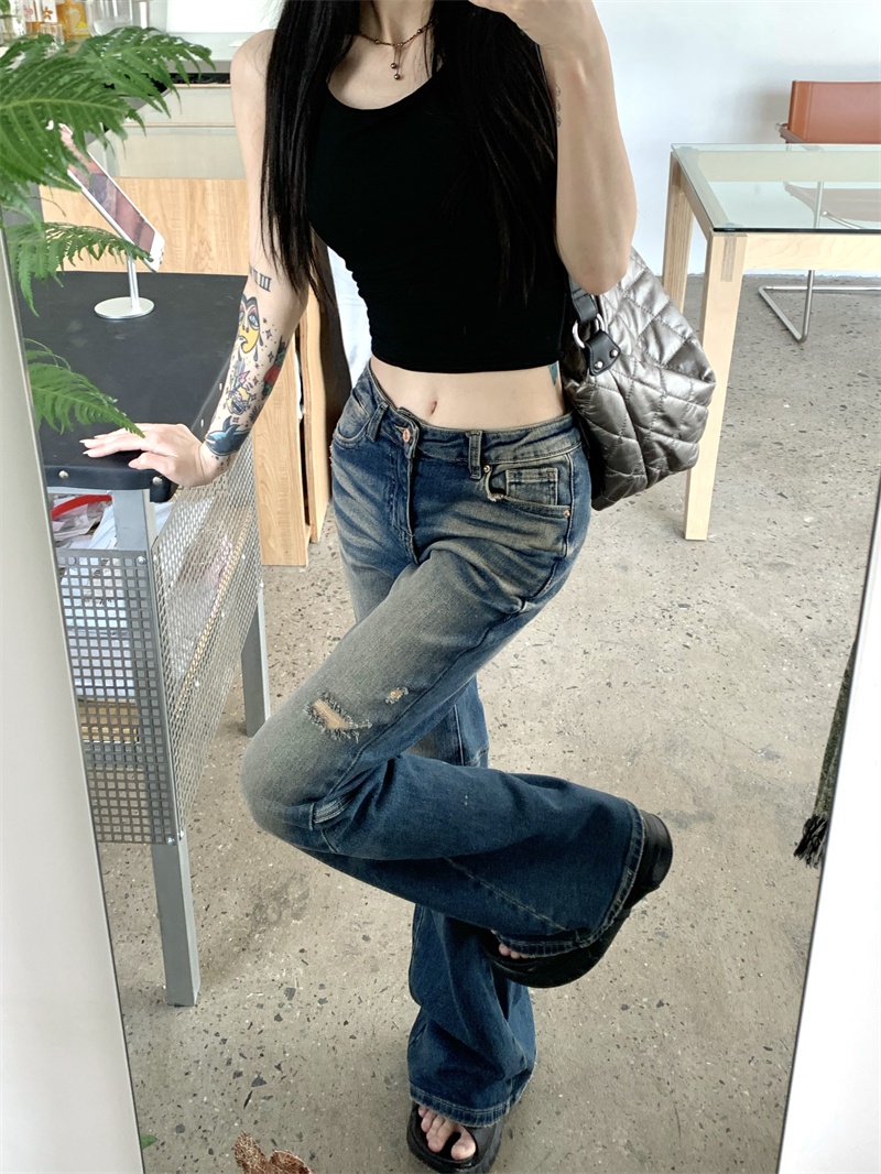 Quần Jean Lưng Thấp Dáng Ôm Phong Cách Retro 64797