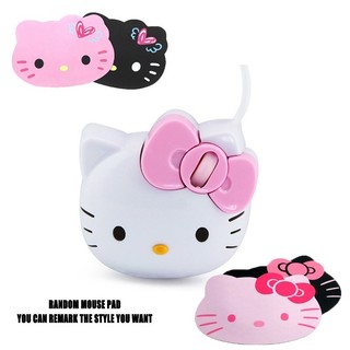 Bộ chuột + đệm lót chuột hình mèo kitty hoạt hình 3d 1600dpi
