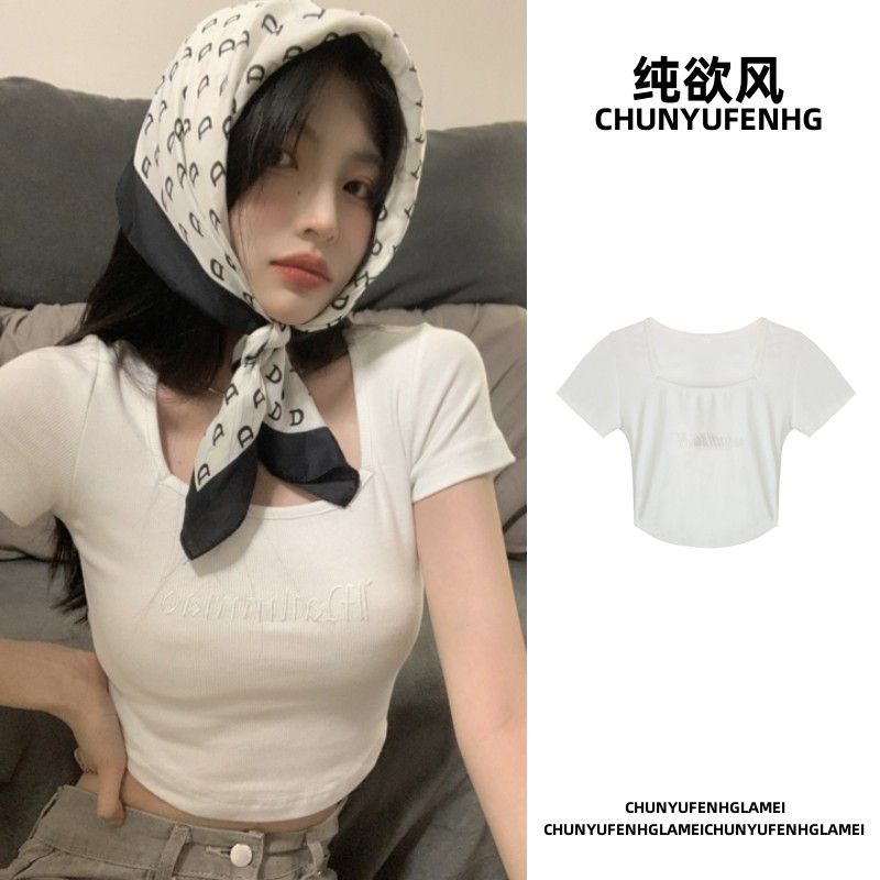 JINSHIHUI áo croptop áo thun nữ Thiết kế ít người cao eo slim hottie 2023 NEW APR2502