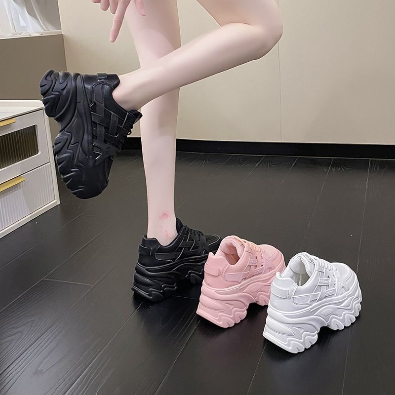 ✨ Giày Thể Thao Đế Dày 8cm Phối Lưới Thoáng Khí Thời Trang Xuân Thu Cho Nữ