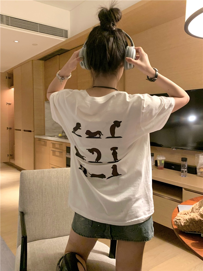 Áo Thun Dáng Rộng Ngắn Tay In Hoạt Hình Thời Trang Mùa Hè Hàn Quốc Sành Điệu 643
