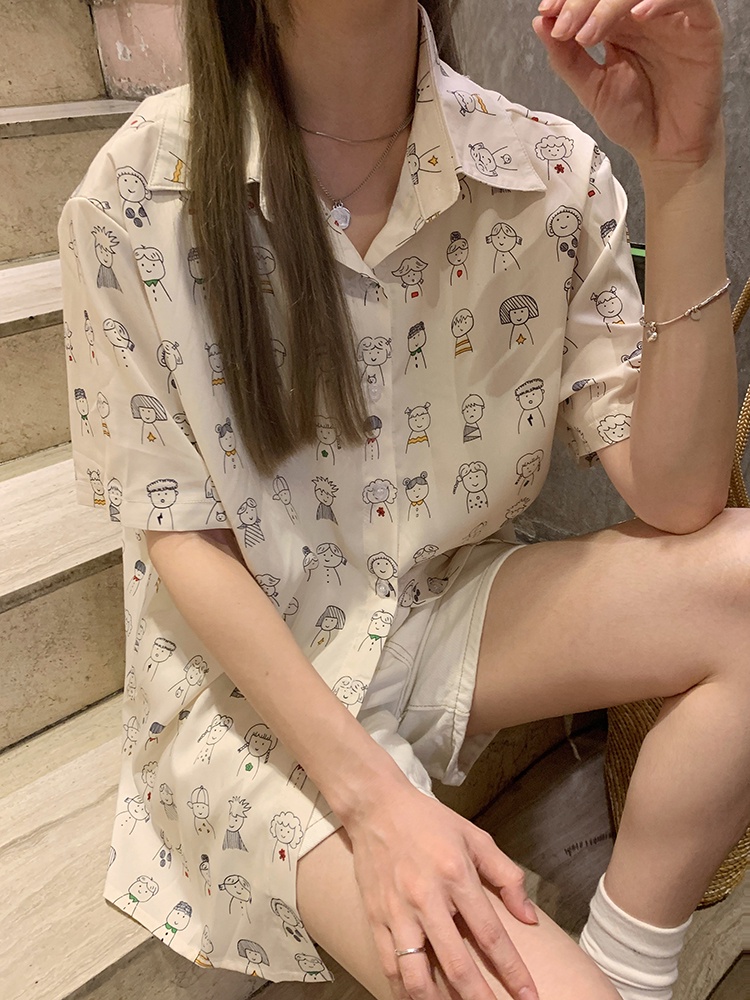 Áo Thun Dáng Rộng Ngắn Tay In Hoạt Hình Thời Trang Cá Tính 64567