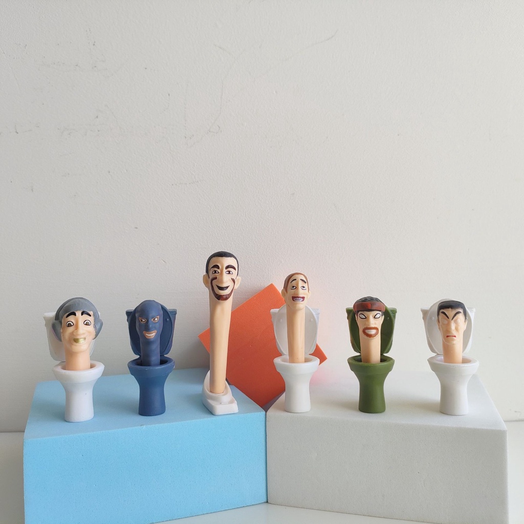 Mini skibidi toilet man pvc hình mô hình đồ chơi trận chiến trò chơi bàn trang trí quạt sưu tầm trẻ em người lớn quà tặng