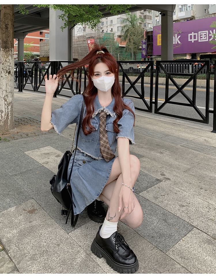 Set Áo Khoác denim Và Chân Váy Phong Cách Cổ Điển Thanh Lịch Dành Cho Nữ