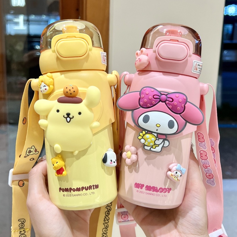 Backpack Bear SANRIO Bình Nước Giữ Nhiệt 600ml Bằng Thép Không Gỉ 316 Họa Tiết Hoạt Hình Dễ Thương