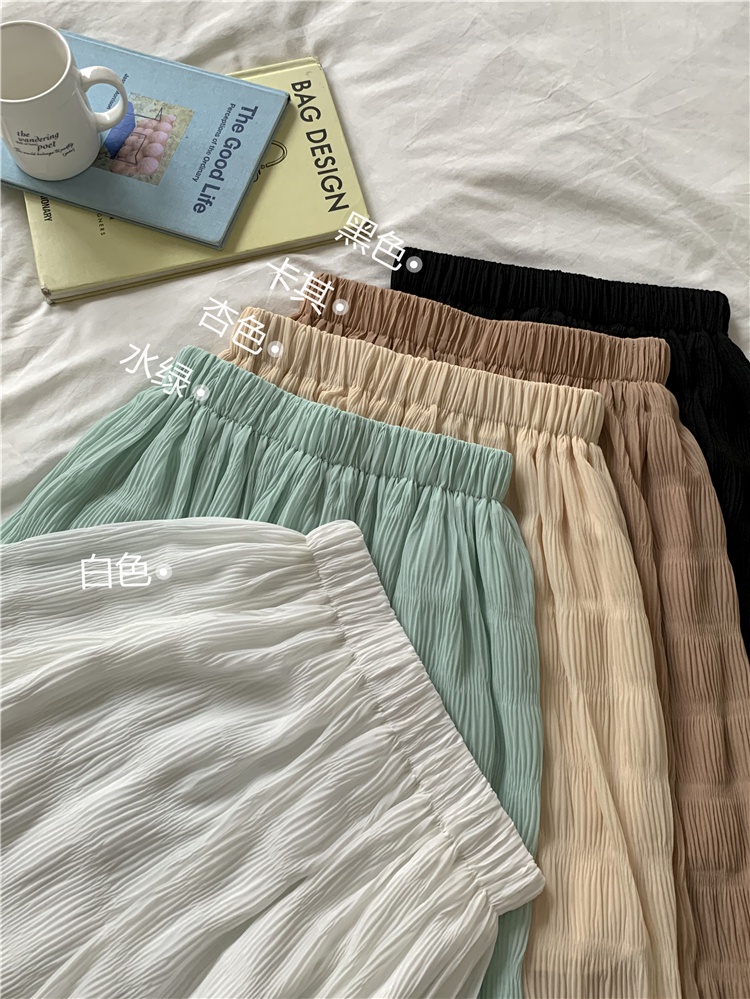 Chân Váy Chiffon Chữ a Lưng Cao Xếp Ly Màu Trơn Phong Cách Preppy Thời Trang Mùa Hè Hàng Mới 63005