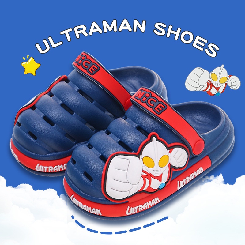 Dép Sandal Đục Lỗ Thoáng Khí Chống Trượt In Hình Ultraman Thời Trang Mùa Hè Cho Bé Trai Và Gái