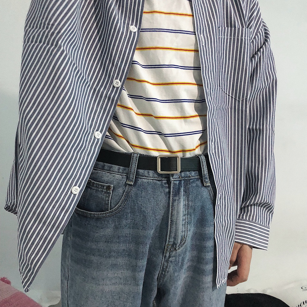 Thắt Lưng Da Mặt Vuông Phong Cách Hàn Quốc Cá Tính Cho Nam Nữ