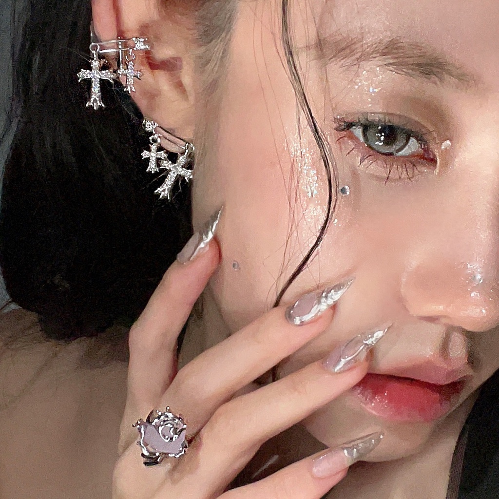 Bông Tai Hình Thánh Giá Phong Cách Hàn Quốc Sang Trọng Cho Nữ