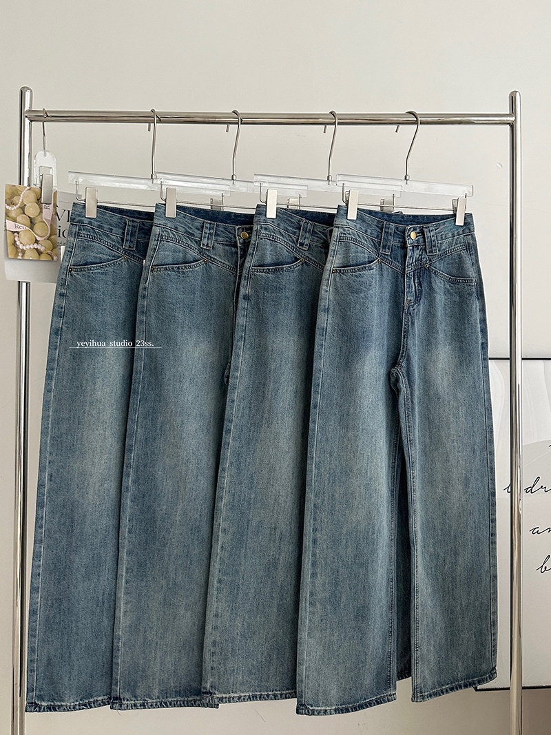 Quần Jean Ống Rộng Lưng Cao Phong Cách Retro Thời Trang Xuân Hè 64239