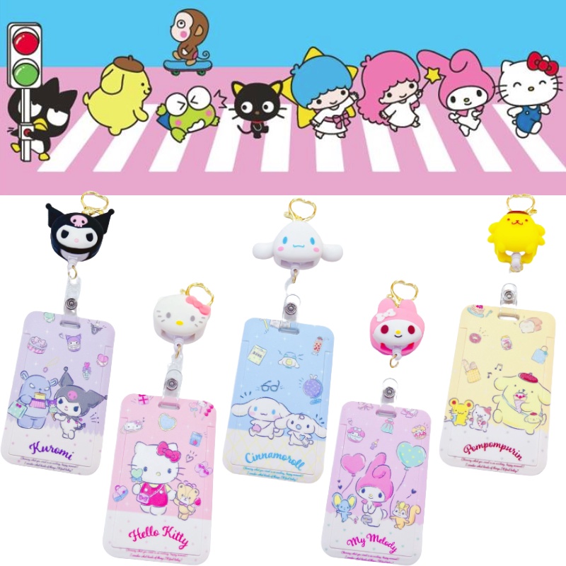 Hộp Đựng Thẻ Cứng Có Dây Xích Kéo Và Nắp Trượt In Hình Sanrio Kuromi Cinnamoroll Melody