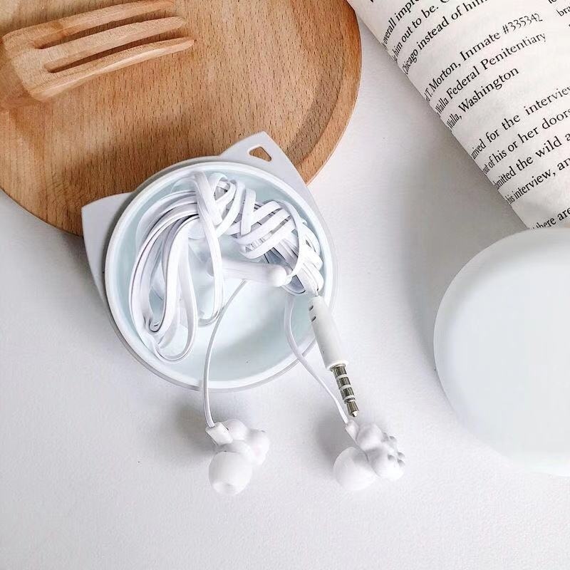 Tai Nghe Nhét Tai Hình Chân Mèo Hoạt Hình Dễ Thương