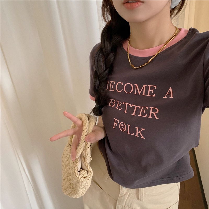 Áo Thun Cotton Ngắn Tay In Chữ Thời Trang Mùa Hè Cá Tính 64184