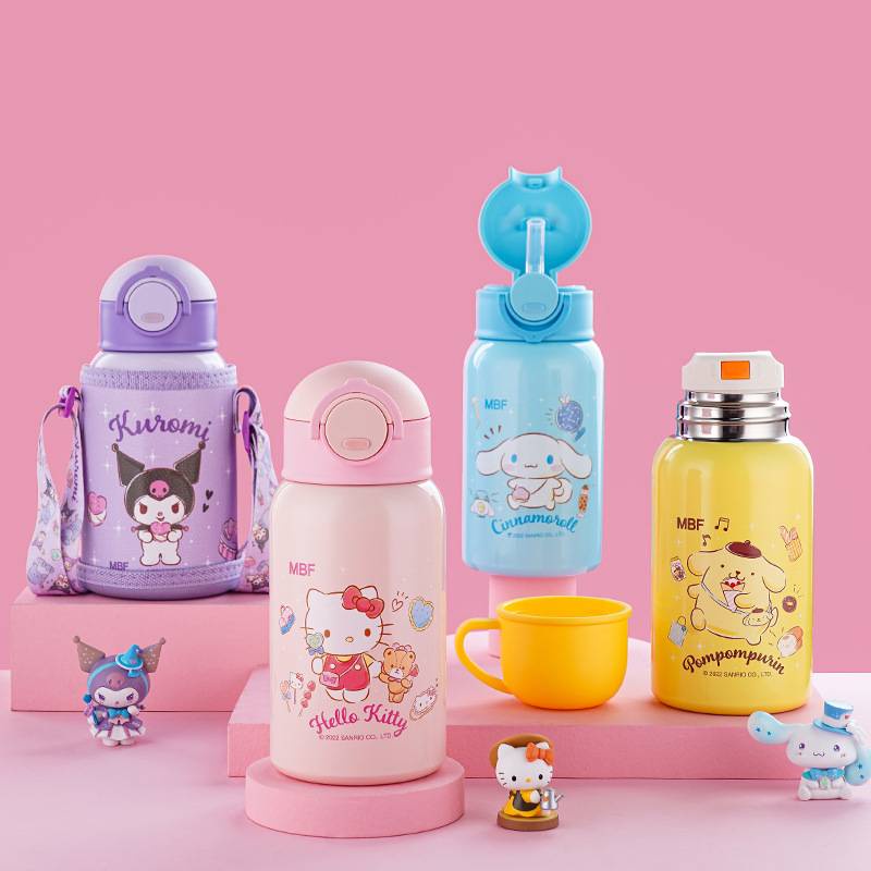 Backpack Bear Sanrio Bình Nước Giữ Nhiệt 500ML Bằng Thép Không Gỉ Hình Hello Kitty