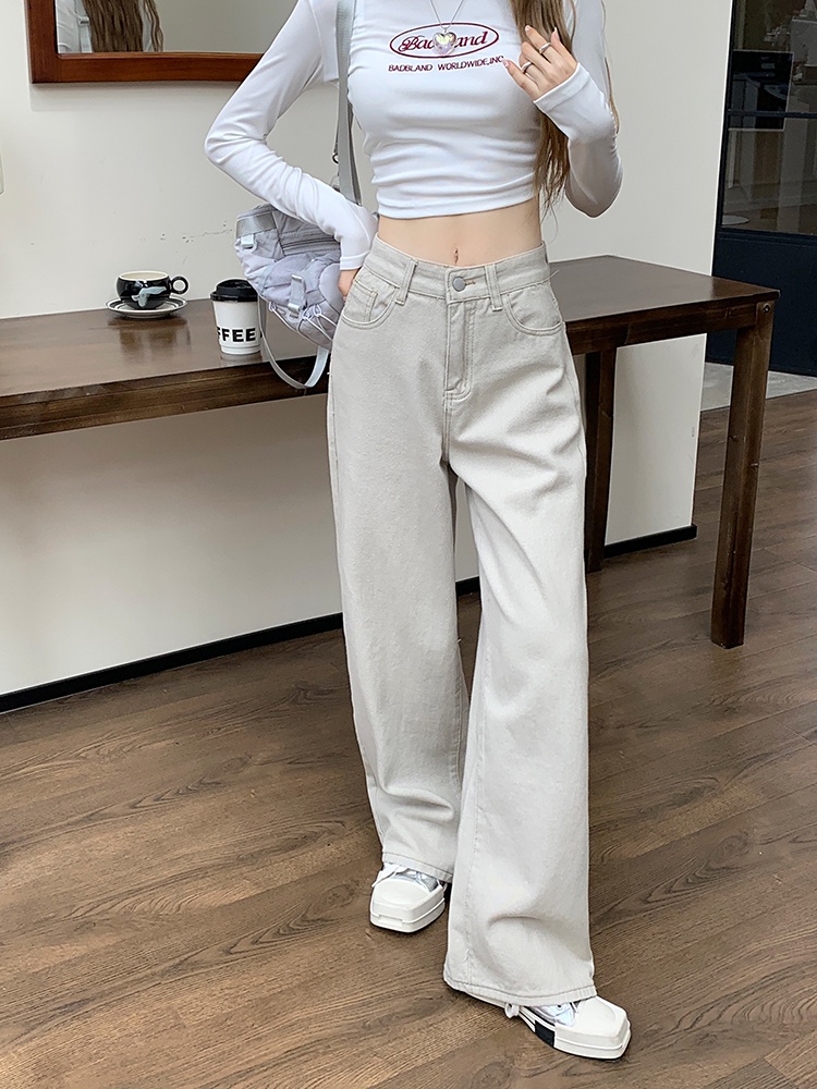 67034 apricot all-match denim nữ thường quần rộng-leg