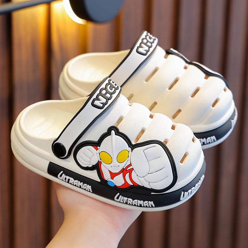 Dép Sandal Đục Lỗ Thoáng Khí Chống Trượt In Hình Ultraman Thời Trang Mùa Hè Cho Bé Trai Và Gái