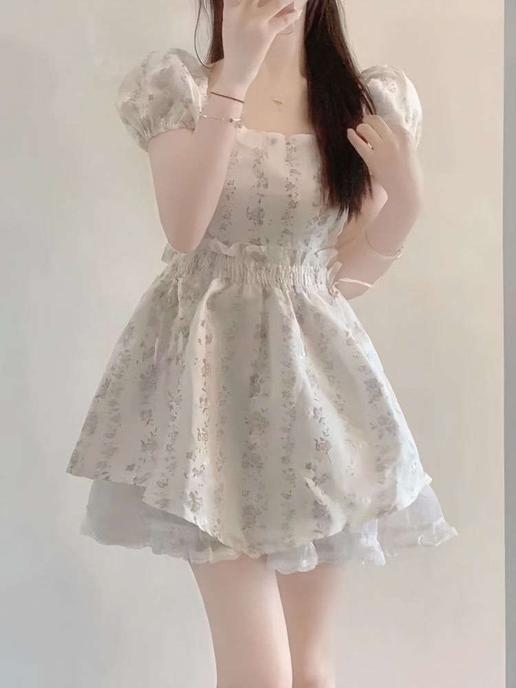 Đầm Hoa Tiểu Thư Chít Eo Sang Trọng Thiết Kế Tay Áo  Dành Cho Nữ Sinh