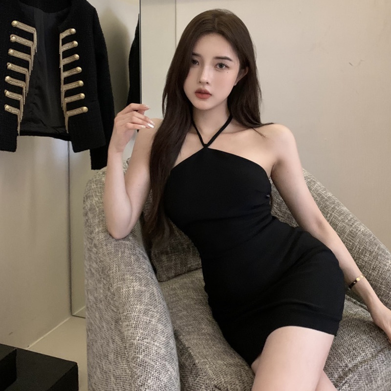 Đầm Ngắn Ôm Hông Hở Vai Cỡ Lớn Cổ Yếm Cho Nữ