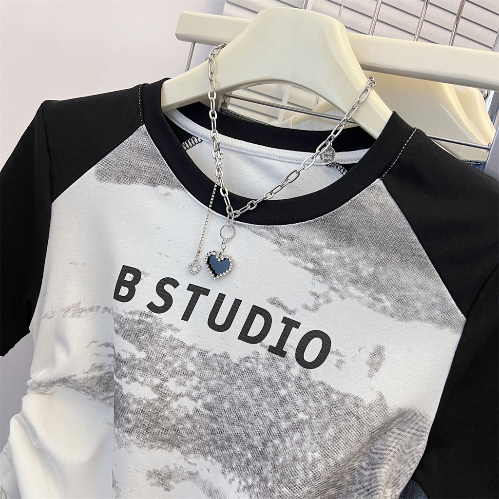 Áo Thun Tay Ngắn Phối Dây Rút Mỏng Thời Trang Mùa Hè Phong Cách vintage Cho Nữ