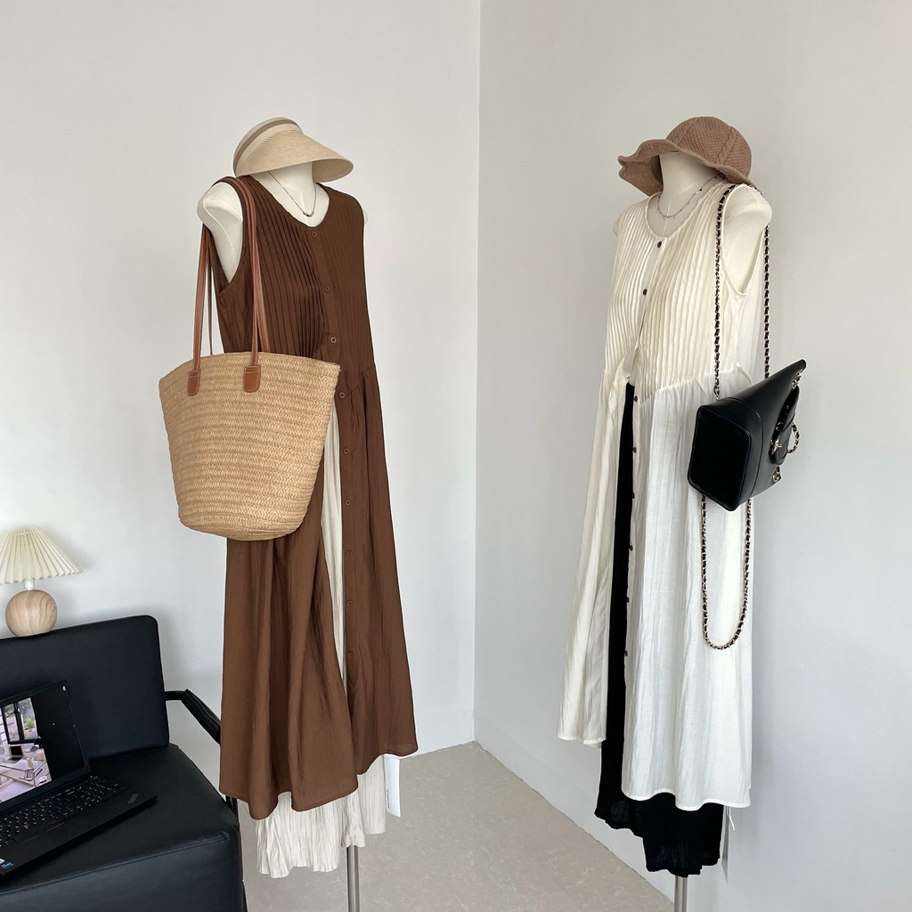 65891 Đầm Dài Xếp Ly Kiểu Mới Mùa Hè