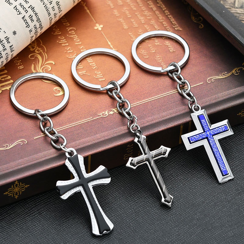 1 Móc Khóa Hình Thánh Giá Bằng Thép Không Gỉ
