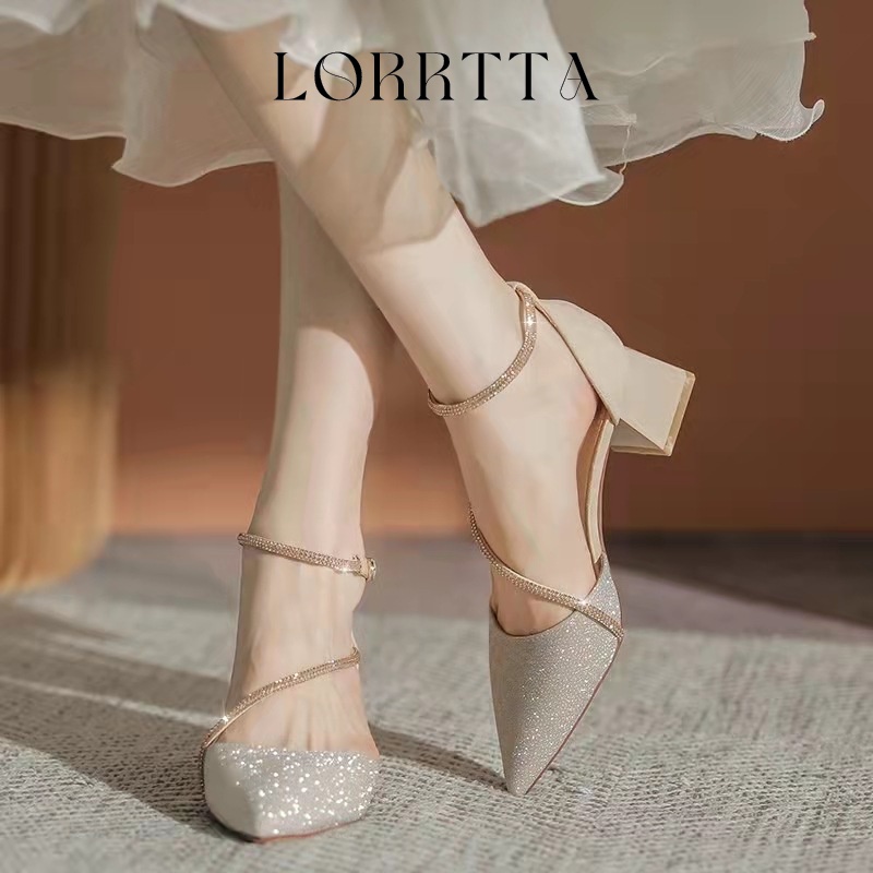 LORRTTA giày cao gót nữ giày nữ bít mũi đính tinh thể 2023NEW 22Z23052409