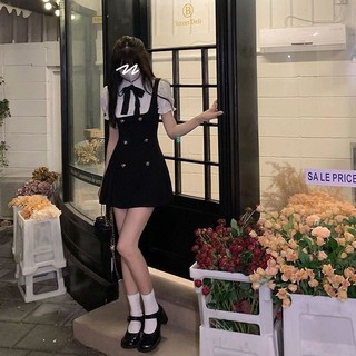 Sơ đồ thoát nước mùa hè của phụ nữ váy hai mảnh giả mùa xuân   váy công chúa preppy mới eo ngọt ngào