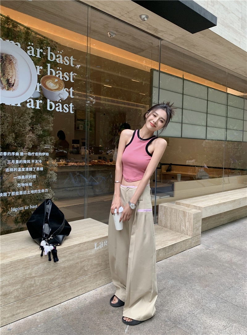 Bộ Áo Không Tay Dáng Ôm + Quần Kaki Lưng Cao Thời Trang 65230