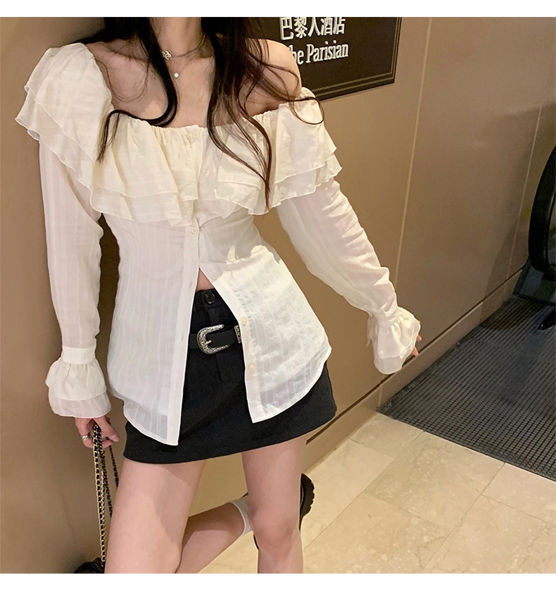 Áo Sơ Mi Trắng Vai Phong Cách Pháp Kiểu Mới Mùa Xuân 62688