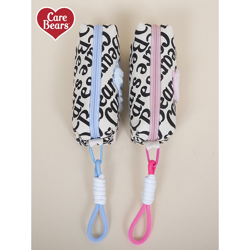 Túi Đựng Bút / Đồ Trang Điểm Bằng Vải Canvas Tay Cầm Hình Gấu Chăm Sóc Da Cho Học Sinh