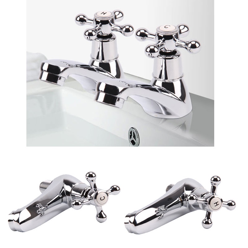 Bộ 2 Vòi Nước Nóng Lạnh Bằng Đồng Thau Phong Cách Hiện Đại