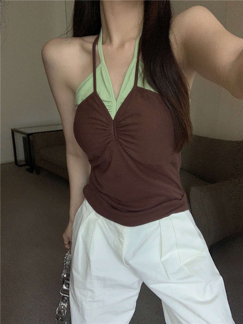 Áo Hai Dây Cổ Chữ v Dáng Ôm Phong Cách Retro Thời Trang Mùa Hè Hàng Mới 64691