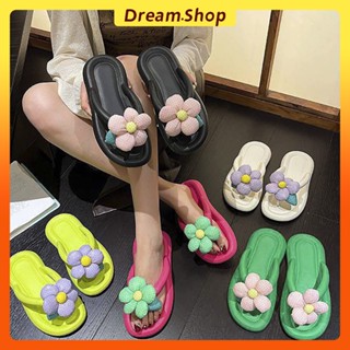 「DR」Dép Sandal Xỏ Ngón Đính Hoa Thoải Mái Thời Trang Đi Biển Mùa Hè Cho Nữ Size 36-45