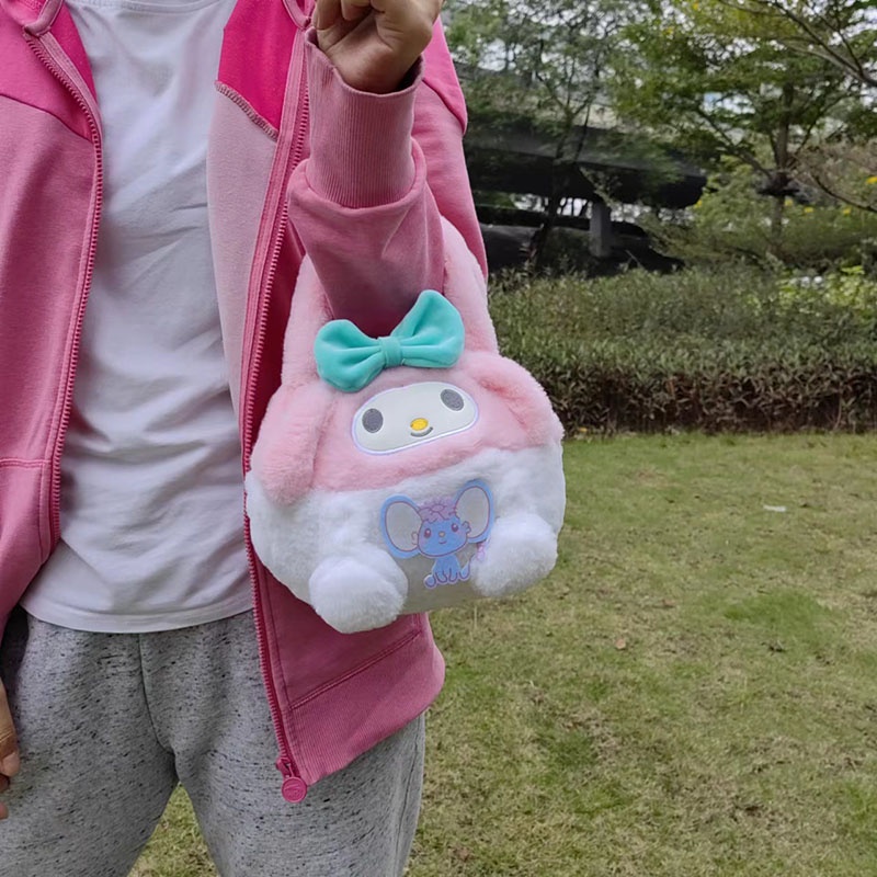 Túi Xách Tay Bằng Lông Nhung Hình Sanrio Kuromi Melody Hello Kitty Làm Quà Tặng Cho Bé Gái