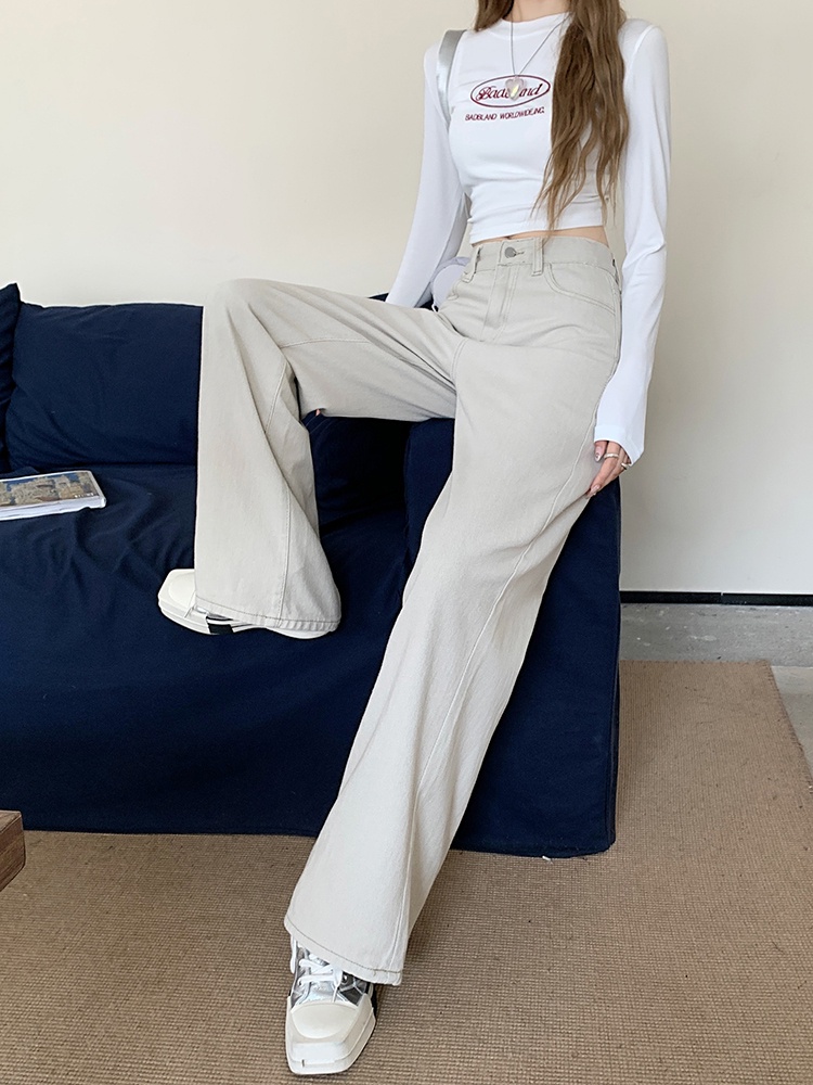 67034 apricot all-match denim nữ thường quần rộng-leg