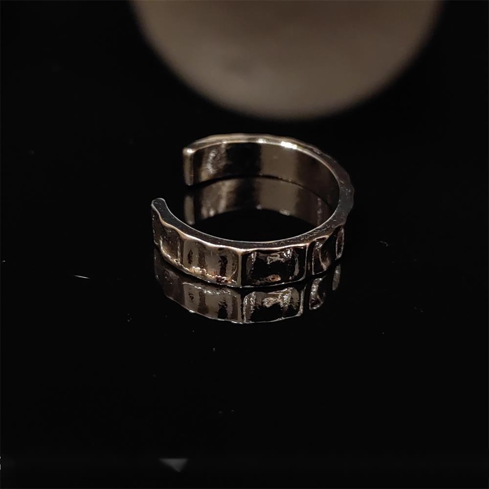 Nhẫn Hở Đính Đá Zircon Màu Đen Phong Cách Retro Hàn Quốc Chất Lượng Cao