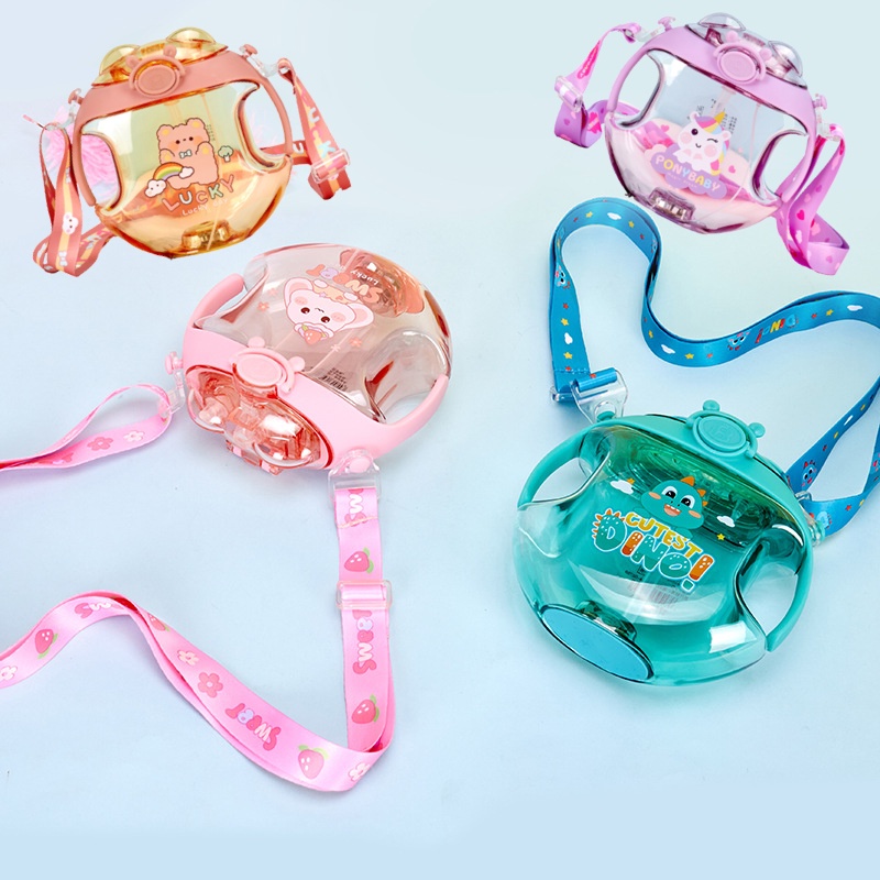 Backpack Bear Bình Nước Nhựa Hình Bánh Donut 450ml Có Ống Hút Và Đèn Dễ Thương