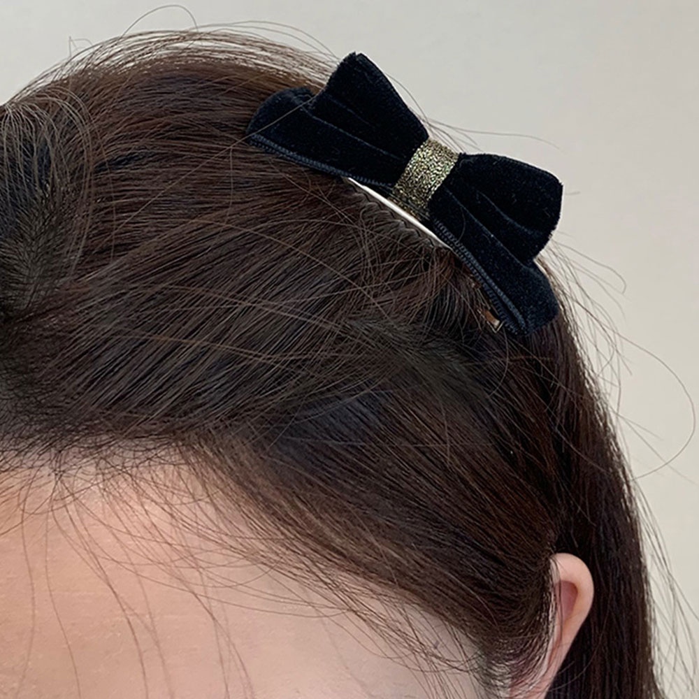 Kẹp Tóc Hình Nơ Bằng Nhung Phong Cách Pháp Thanh Lịch Cho Nữ