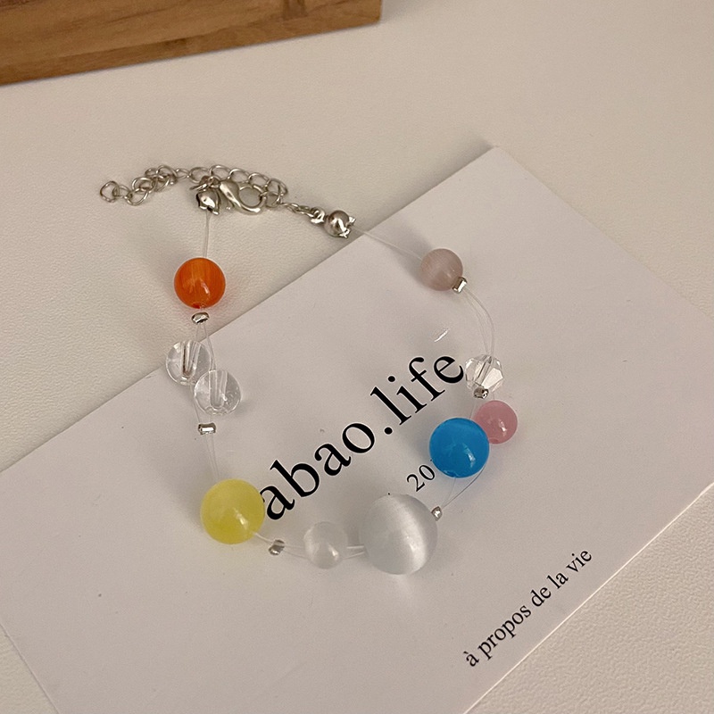 Vòng Tay Chuỗi Hạt Đá Opal Nhiều Màu Đơn Giản Cá Tính