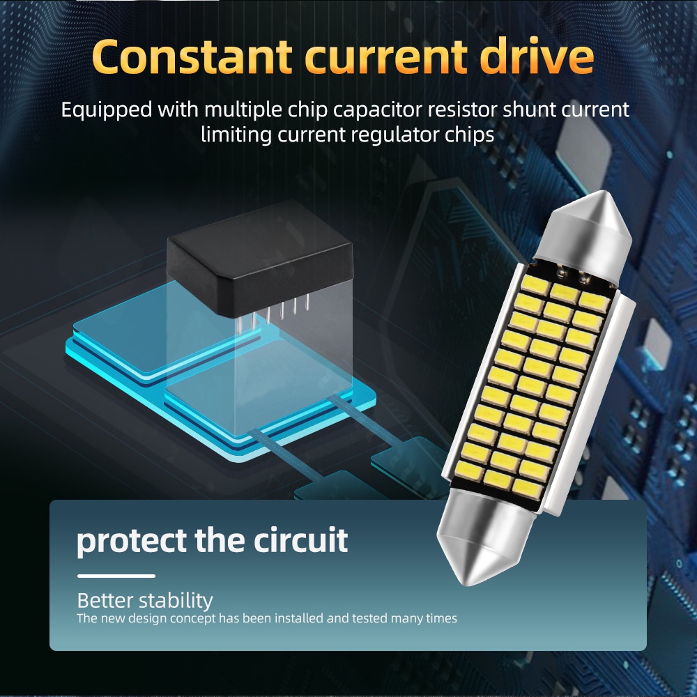 Set 2 Đèn LED Canbus Festoon C10W C5W 31mm 36mm 39mm 42mm Ánh Sáng Trắng 6000K Dành Cho Ô Tô