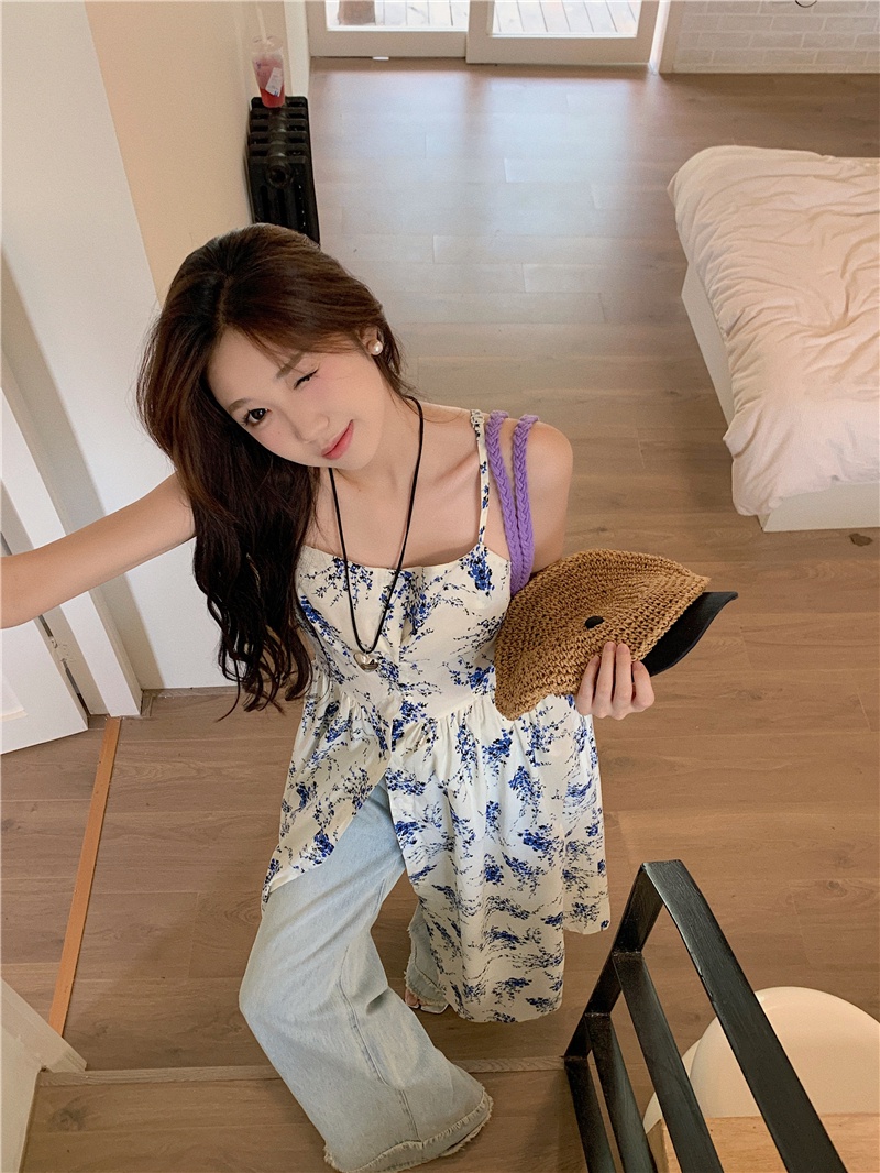 Đầm Hoa Hai Dây Cài Nút Phong Cách Pháp Quý Phái 65757