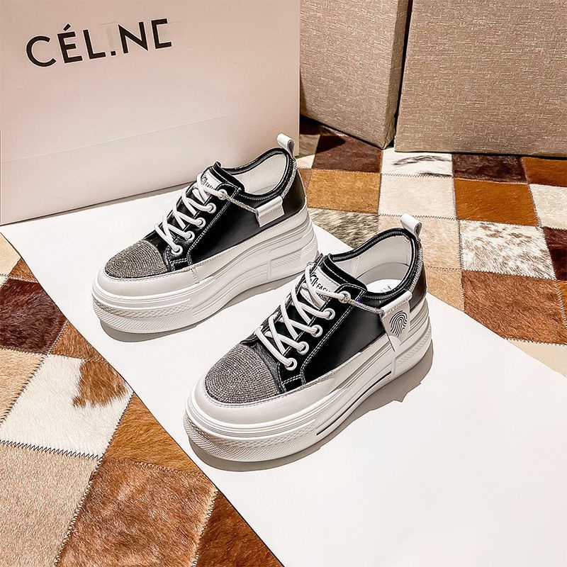 Nguyên Tố Đính Đá Rhinestone!Giày Thể Thao Đế Dày Tăng Chiều Cao Đính Đá Thời Trang Xuân Thu 2023 Cho Nữ