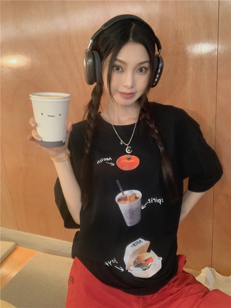 Áo Thun Dáng Rộng In Họa Tiết Vui Nhộn Phong Cách Hàn Quốc Thời Trang Mùa Hè Hàng Mới 64321