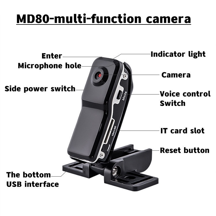 Camera Hành Trình MD80 Mini Gắn Mũ Bảo Hiểm Xe Mô Tô | BigBuy360 - bigbuy360.vn