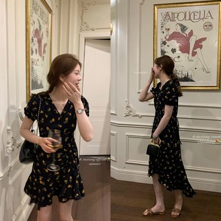 Đầm Hoa Dáng Ngắn / Dài Cổ V Thời Trang Sành Điệu 63242