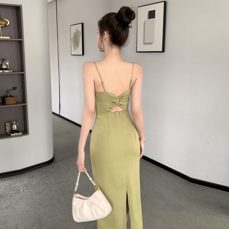 Đầm Hai Dây Hở Lưng Thời Trang Mùa Hè Dành Cho Nữ